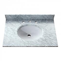AVANITY SUT31CW 31 INCH STONE TOP WITH SINGLE OVAL SINK CUTOUT - NATURAL CARRERA WHITE MARBLE