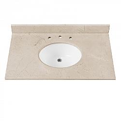 AVANITY SUT37CM 37 INCH STONE TOP WITH SINGLE OVAL SINK CUTOUT - CREMA MARFIL MARBLE