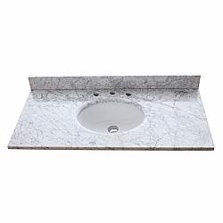 AVANITY SUT43CW 43 INCH MARBLE TOP WITH SINGLE OVAL SINK CUTOUT - NATURAL CARRERA WHITE MARBLE