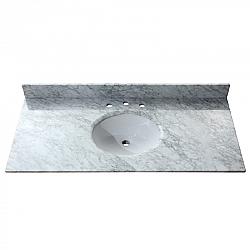 AVANITY SUT49CW 49 INCH MARBLE TOP WITH SINGLE OVAL SINK CUTOUT - NATURAL CARRERA WHITE MARBLE
