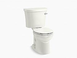KOHLER K-25097-RA-0 KINGSTON 27 7/8 INCH TWO-PIECE ROUND-FRONT 1.28 GPF TOILET WITH RIGHT-HAND TRIP LEVER - WHITE