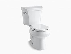 KOHLER K-3997-T WELLWORTH 27 3/4 INCH TWO-PIECE ROUND-FRONT 1.28 GPF TOILET WITH TANK COVER LOCKS