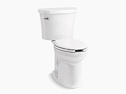 KOHLER K-25077-SS-0 KINGSTON COMFORT HEIGHT 29 3/4 INCH TWO-PIECE ELONGATED 1.28 GPF CHAIR HEIGHT ANTIMICROBIAL TOILET - WHITE