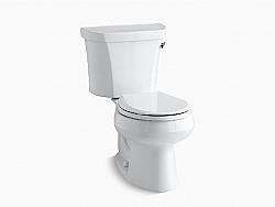 KOHLER K-3997-RZ WELLWORTH 27 3/4 INCH TWO-PIECE ROUND-FRONT 1.28 GPF TOILET WITH RIGHT-HAND TRIP LEVER, TANK COVER LOCKS AND INSULATED TANK