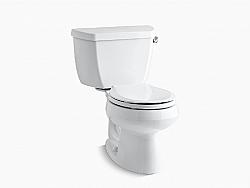 KOHLER K-3577-RA WELLWORTH CLASSIC 27 1/2 INCH TWO-PIECE ROUND-FRONT 1.28 GPF TOILET WITH RIGHT-HAND TRIP LEVER