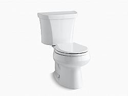 KOHLER K-3987-RA WELLWORTH 27 3/4 INCH TWO-PIECE ROUND-FRONT DUAL-FLUSH TOILET WITH RIGHT-HAND TRIP LEVER
