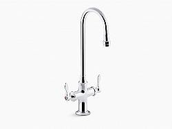 KOHLER K-100T70-4AKA-CP TRITON BOWE 16 5/8 INCH SINGLE HOLE DECK MOUNT MONOBLOCK GOOSENECK BATHROOM FAUCET WITH AERATED FLOW AND LEVER HANDLE - POLISHED CHROME
