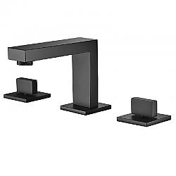 DAWN AB75 1322MB THREE HOLE WIDESPREAD BATHROOM FAUCET WITH SQUARE HANDLES - MATTE BLACK