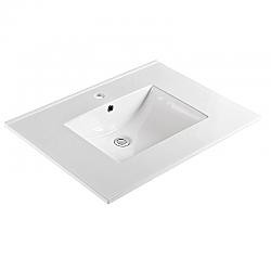 DAWN AOVS312207-01 31 INCH CERAMIC SINK TOP WITH ONE PRE-CUT SINGLE FAUCET HOLE - PURE WHITE
