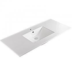 DAWN AOVS492207-01 49 INCH CERAMIC SINK TOP WITH UNDERMOUNT SINK - PURE WHITE