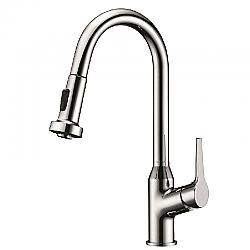 DAWN AB50 3776C 16 1/8 INCH SINGLE LEVER PULL-OUT KITCHEN FAUCET - CHROME