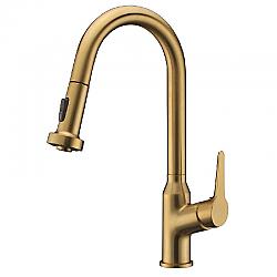 DAWN AB50 3776MAG 16 1/8 INCH SINGLE LEVER PULL-OUT KITCHEN FAUCET - MATTE GOLD