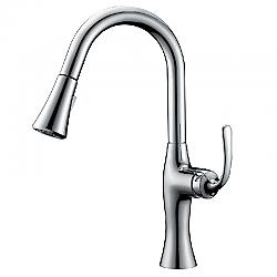 DAWN AB50 3778C 16 1/8 INCH SINGLE LEVER PULL-DOWN KITCHEN FAUCET - CHROME