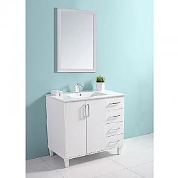 DAWN AABC362134-01 BELLA SERIES 36 1/2 INCH FREE-STANDING VANITY CABINET WITH TWO DOORS AND FOUR DRAWERS - WHITE