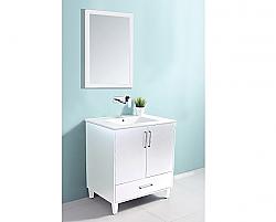 DAWN AABE-3001 BELLA SERIES 30 1/2 INCH FREE-STANDING VANITY SET WITH TWO DOORS AND ONE DRAWER - WHITE