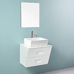 DAWN AADI-2401 DINA SERIES 24 INCH WALL MOUNT VANITY SET WITH SINGLE SINK TOP AND TWO DRAWERS - WHITE