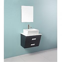 DAWN AADI-2406 DINA SERIES 25 INCH WALL MOUNT VANITY SET WITH SINGLE SINK TOP AND TWO DRAWERS - BLACK AND WHITE