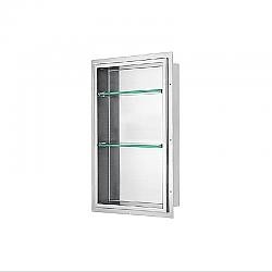 DAWN FNIBN3214 17 1/2 INCH X 35 1/2 INCH STAINLESS STEEL NICHE WITH TWO GLASS SHELVES - STAINLESS STEEL