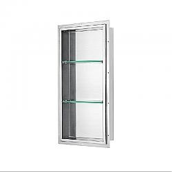 DAWN FNIBN4214 17 1/2 INCH X 45 1/2 INCH STAINLESS STEEL NICHE WITH TWO GLASS SHELVES - STAINLESS STEEL