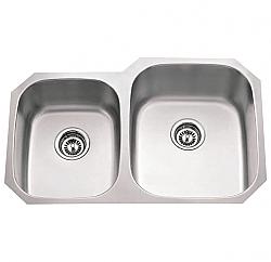 HARDWARE RESOURCES 801R-18 32 INCH 18 GAUGE UNDERMOUNT STAINLESS STEEL 40/60 DOUBLE OFFSET RIGHT BOWL SINK