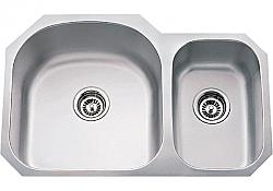 HARDWARE RESOURCES 807L 31 1/4 INCH 18 GAUGE UNDERMOUNT STAINLESS STEEL 70/30 DOUBLE BOWL SINK