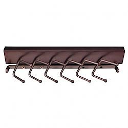 HARDWARE RESOURCES 295T-DBAC 11 5/8 INCH TWELVE HOOK PULL OUT TIE RACK - BRUSHED OIL RUBBED BRONZE