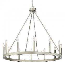 VANITY ART 10552AS 40 INCH 12-LIGHT CANDLE STYLE WAGON WHEEL CHANDELIER - ANTIQUE SILVER