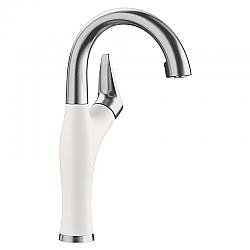 BLANCO 526386 ARTONA BAR 13 5/8 INCH PULL-DOWN KITCHEN FAUCET WITH LEVER HANDLE - PVD STEEL AND WHITE