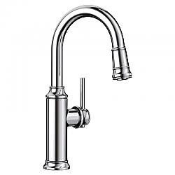 BLANCO 442512 EMPRESSA BAR 14 3/8 INCH PULL-DOWN KITCHEN FAUCET WITH LEVER HANDLE - CHROME