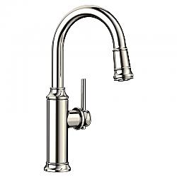 BLANCO 442514 EMPRESSA BAR 14 3/8 INCH PULL-DOWN KITCHEN FAUCET WITH LEVER HANDLE - POLISHED NICKEL