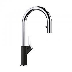 BLANCO 526398 URBENA 16 1/8 INCH PULL-DOWN KITCHEN FAUCET WITH LEVER HANDLE - CHROME AND COAL BLACK