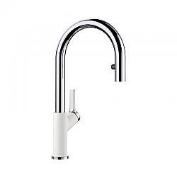 BLANCO 526391 URBENA 16 1/8 INCH PULL-DOWN KITCHEN FAUCET WITH LEVER HANDLE - CHROME AND WHITE