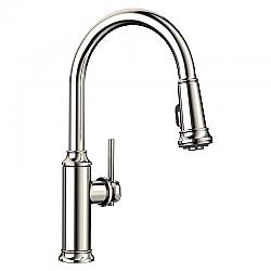 BLANCO 442502 EMPRESSA 16 3/8 INCH PULL-DOWN KITCHEN FAUCET WITH LEVER HANDLE - POLISHED NICKEL