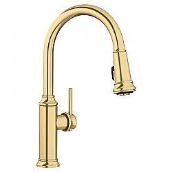 BLANCO 442980 EMPRESSA 16 3/8 INCH PULL-DOWN KITCHEN FAUCET WITH LEVER HANDLE - SATIN GOLD