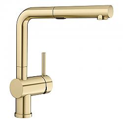 BLANCO 526686 LINUS 11 1/8 INCH PULL-OUT KITCHEN FAUCET WITH LEVER HANDLE - SATIN GOLD