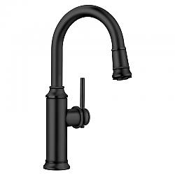 BLANCO 443025 EMPRESSA BAR 14 3/8 INCH PULL-DOWN KITCHEN FAUCET WITH LEVER HANDLE - MATTE BLACK