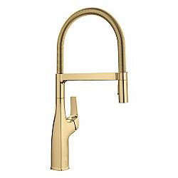 BLANCO 442984 RIVANA 19 7/8 INCH PULL-DOWN SEMI-PRO KITCHEN FAUCET WITH LEVER HANDLE - SATIN GOLD