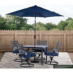 HANOVER MCLRUMB9-NVY MONTCLAIR 108 INCH 9-FEET MARKET OUTDOOR UMBRELLA - NAVY AND BROWN