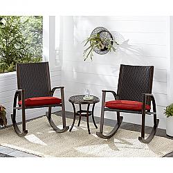 HANOVER TRADWBRKR-RED TRADITIONS 23 3/8 INCH ALUMINUM WICKER BACK CUSHIONED ROCKING CHAIR - RED