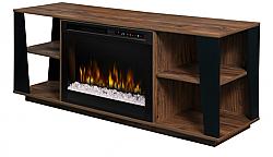 DIMPLEX GDS26G8-1918TW ARLO 59 7/8 INCH FREESTANDING MEDIA CONSOLE TV STAND AND FIREBOX WITH GLASS MEDIA KIT - TAN WALNUT