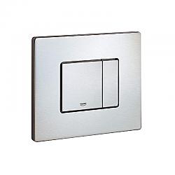 GROHE 38776SD0 SKATE COSMOPOLITAN 7 3/4 INCH DUAL FLUSH BATHROOM WALL PLATE - BRUSHED STAINLESS STEEL