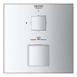 GROHE 241070 GROHTHERM 6 1/4 INCH ROUND SINGLE FUNCTION TWO HANDLE THERMOSTATIC VALVE TRIM