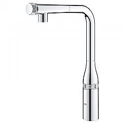 GROHE 31559 GROHE ZEDRA 14 5/8 INCH DECK MOUNT SINGLE HOLE AND SINGLE HANDLE SMART CONTROL PULL OUT SINGLE SPRAY KITCHEN FAUCET