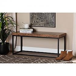 BAXTON STUDIO LCF20256B-WOOD/METAL-BENCH 39.4 INCH BARDOT MODERN INDUSTRIAL WALNUT BROWN FINISHED WOOD AND BLACK METAL ACCENT BENCH
