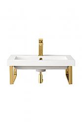 JAMES MARTIN 055BK18RGD23.6WG2 BOSTON 23 5/8 INCH FLOATING CONSOLE WITH WHITE GLOSSY COMPOSITE COUNTERTOP - RADIANT GOLD
