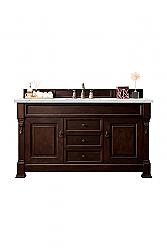 JAMES MARTIN 147-114-5361-3ENC BROOKFIELD 60 INCH SINGLE VANITY CABINET WITH ETHEREAL NOCTIS QUARTZ TOP - BURNISHED MAHOGANY