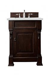 JAMES MARTIN 147-114-V26-BNM-3ENC BROOKFIELD 26 INCH SINGLE VANITY CABINET WITH ETHEREAL NOCTIS QUARTZ TOP - BURNISHED MAHOGANY