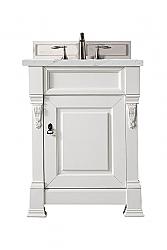 JAMES MARTIN 147-V26-BW-3ENC BROOKFIELD 26 INCH SINGLE VANITY CABINET WITH ETHEREAL NOCTIS QUARTZ TOP - BRIGHT WHITE