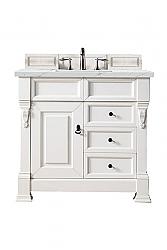 JAMES MARTIN 147-V36-BW-3ENC BROOKFIELD 36 INCH SINGLE VANITY CABINET WITH ETHEREAL NOCTIS QUARTZ TOP - BRIGHT WHITE