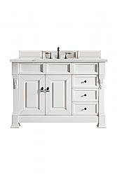 JAMES MARTIN 147-V48-BW-3ENC BROOKFIELD 48 INCH SINGLE VANITY CABINET WITH ETHEREAL NOCTIS QUARTZ TOP - BRIGHT WHITE